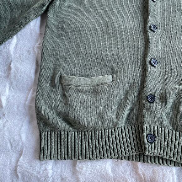 🔥Goodthreads Green Cotton Knitted Sweater Cardigan Kurt Cobain Grunge Grandpa - Picture 8 of 15